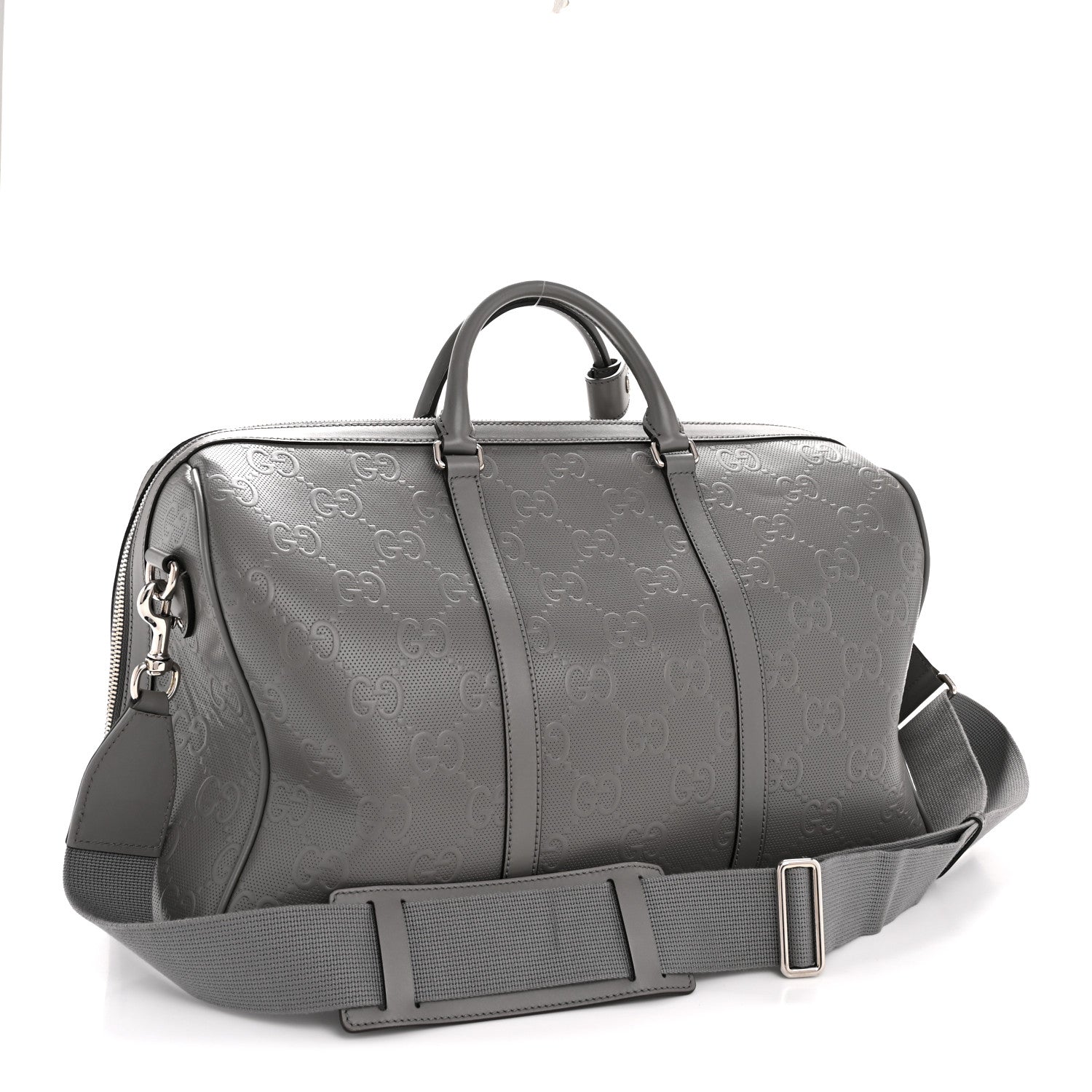 Calfskin GG Tennis Embossed Duffle Bag Grey