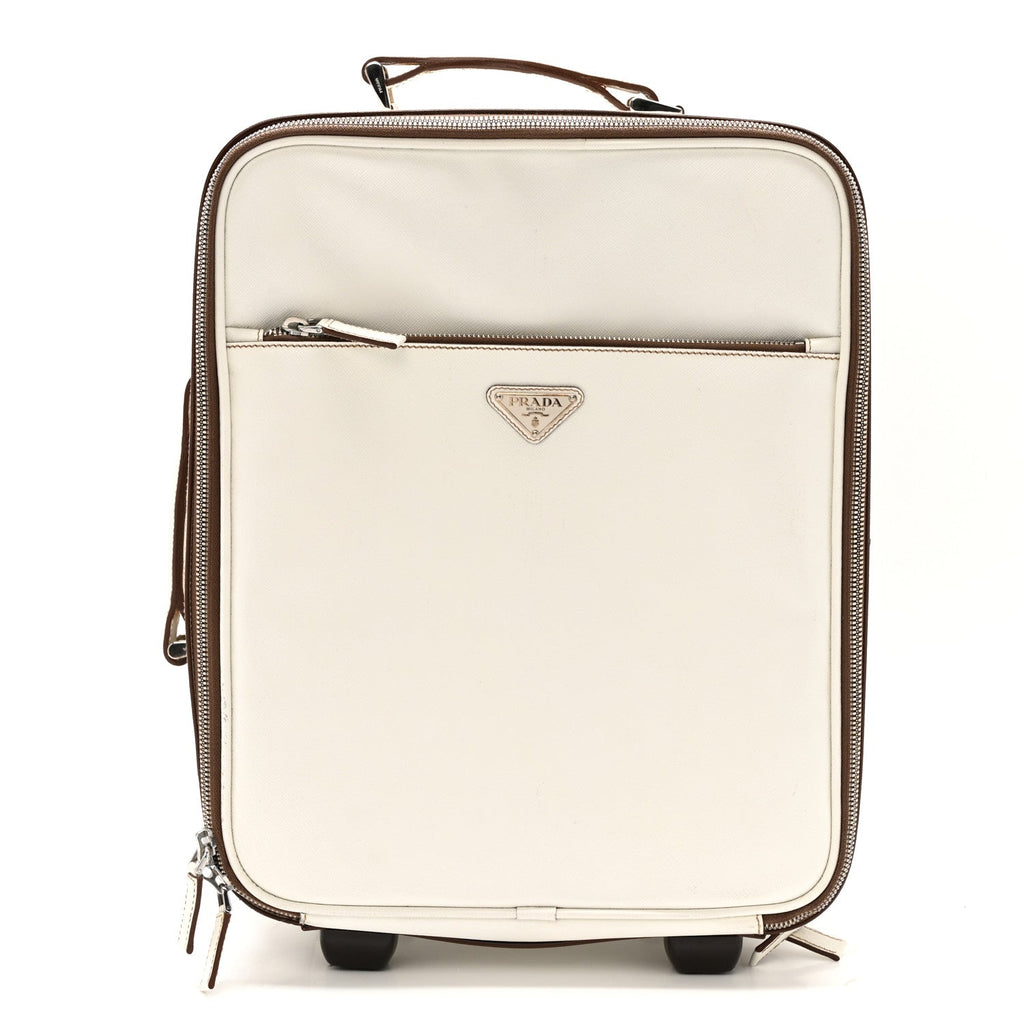 Saffiano Travel Trolley Luggage White