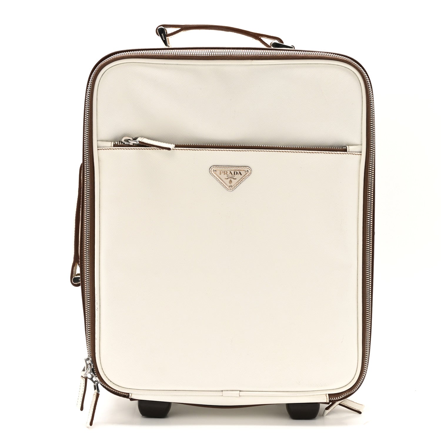 Saffiano Travel Trolley Luggage White