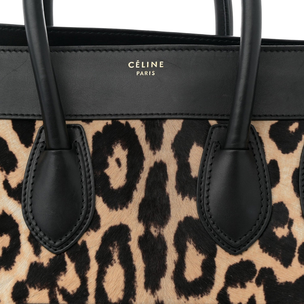LEOPARD PONY HAIR MINI LUGGAGE BLACK