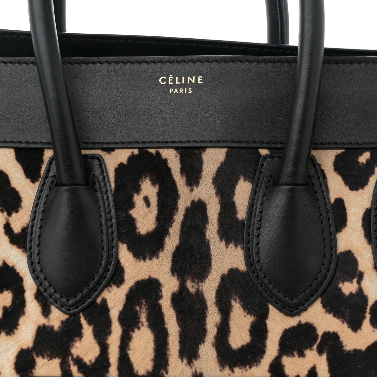 LEOPARD PONY HAIR MINI LUGGAGE BLACK