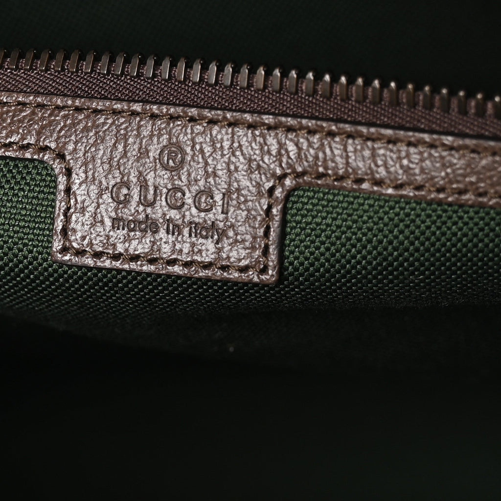 GG SUPREME MONOGRAM TEXTURED DOLLAR CALFSKIN WEB MEDIUM SAVOY DUFFLE BAG BEIGE DARK BROWN