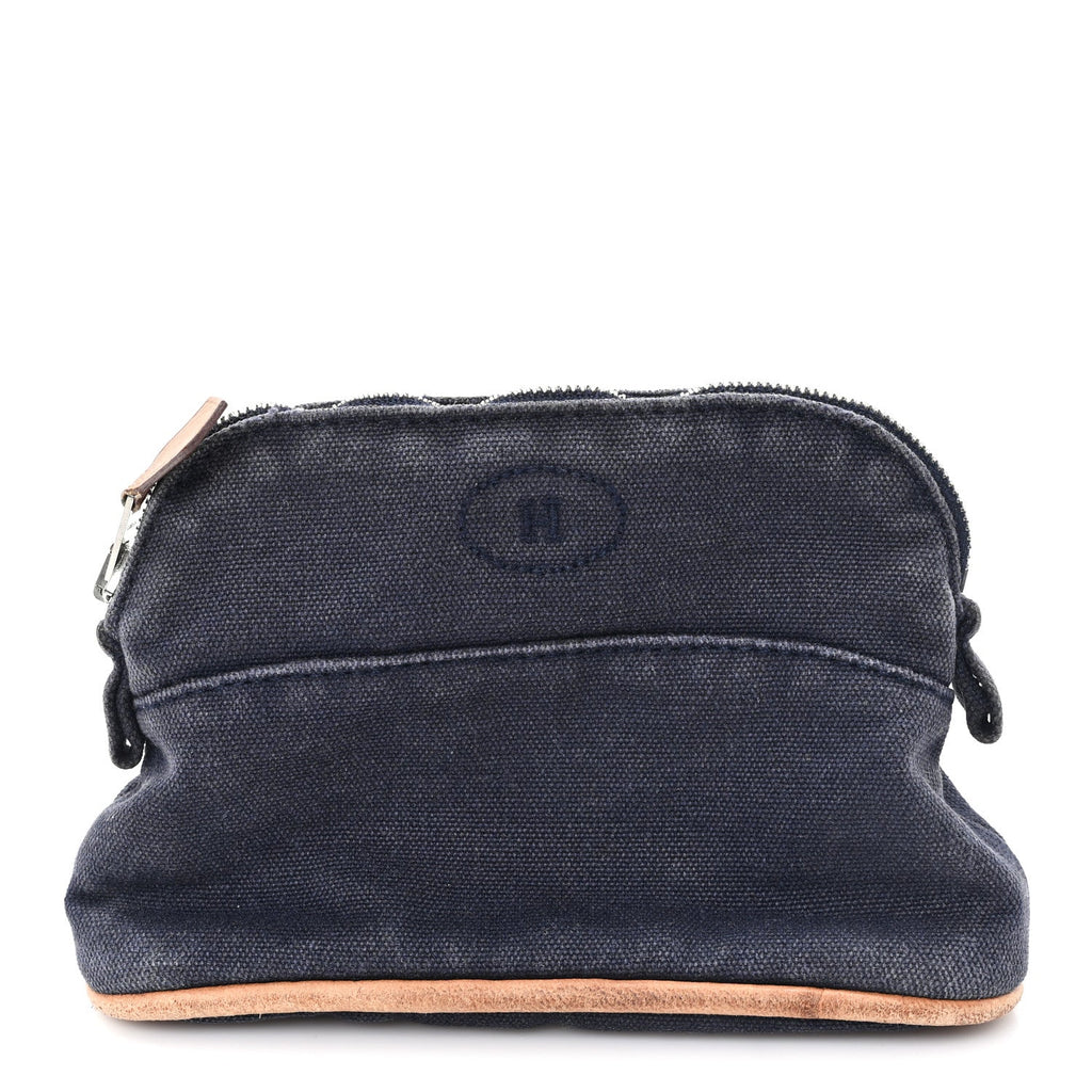 COTTON CANVAS BOCOTTON CANVAS MINI MINI BOLIDE TRAVEL COSMETIC POUCH BLACK
