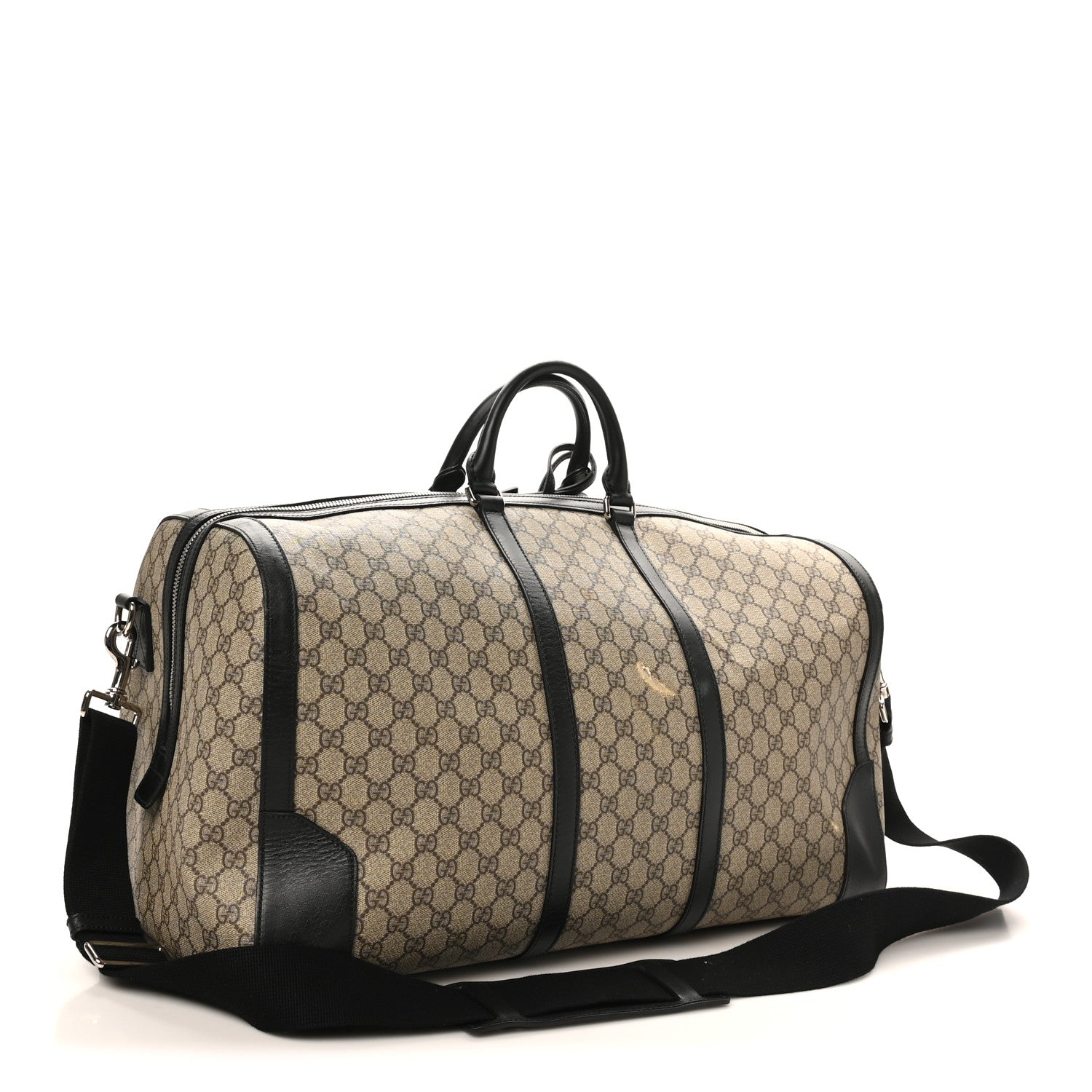 GG Supreme Monogram Selleria Calfskin Large Duffle Beige Ebony Black