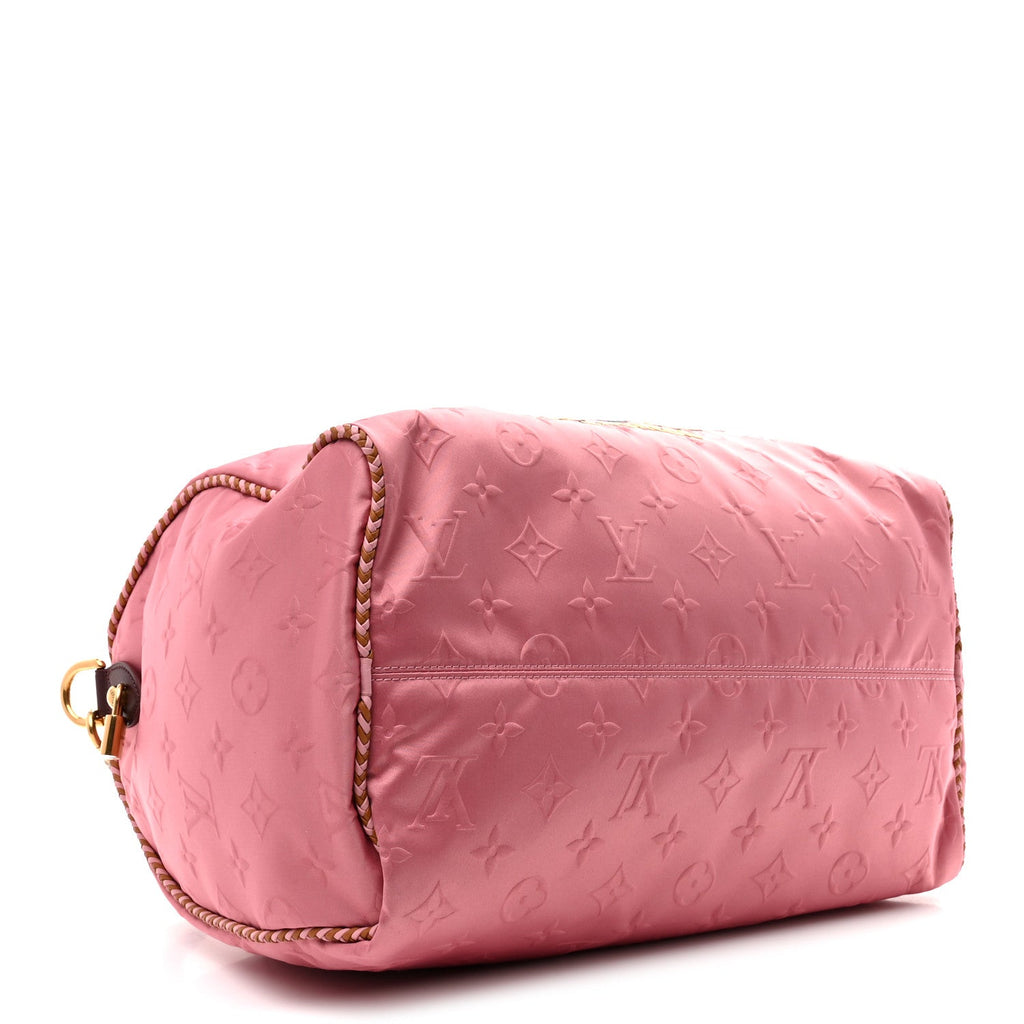 SATIN MONOGRAM PARIS TOKYO EMBROIDERED SPEEDY P9 BANDOULIERE 40 DARK PINK