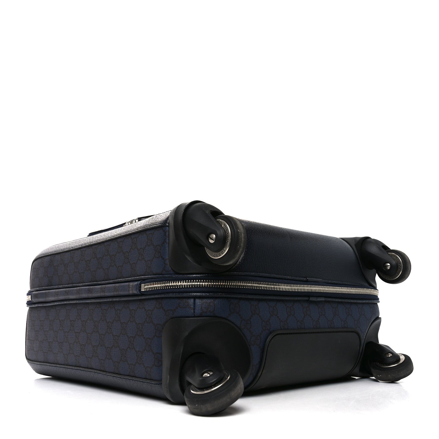 GG Supreme Monogram Textured Dollar Calfskin Web Ophidia Small Savoy Cabin Trolley Black Blue