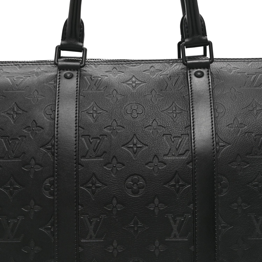 CALFSKIN SHADOW MONOGRAM KEEPALL BANDOULIERE 50 BLACK