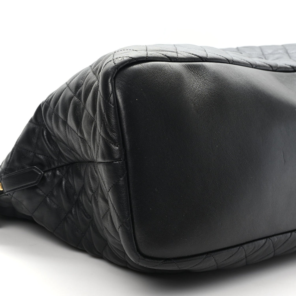 Calfskin Quilted ES Giant Travel Bag Black