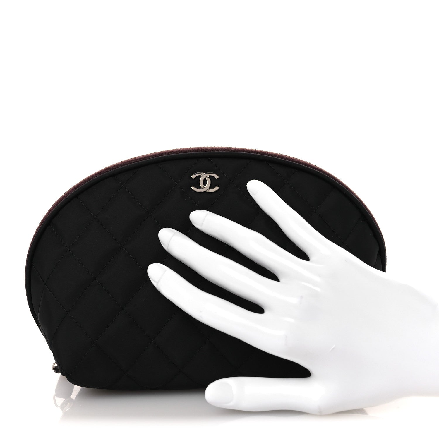 NYLON QUILTED SMALL COSMETIC CASE BLACK