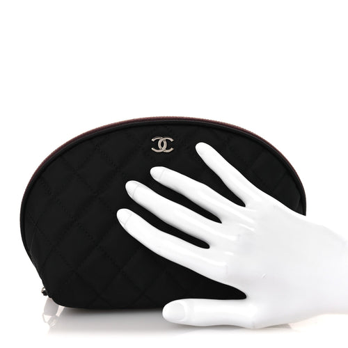 NYLON QUILTED SMALL COSMETIC CASE BLACK