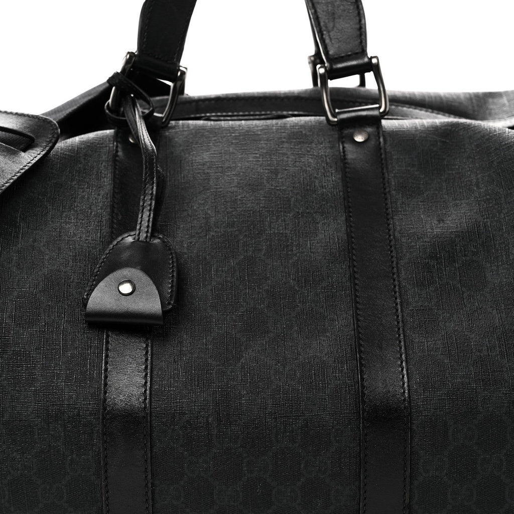 GG SUPREME MONOGRAM MEDIUM CARRY-ON DUFFLE BAG BLACK GREY