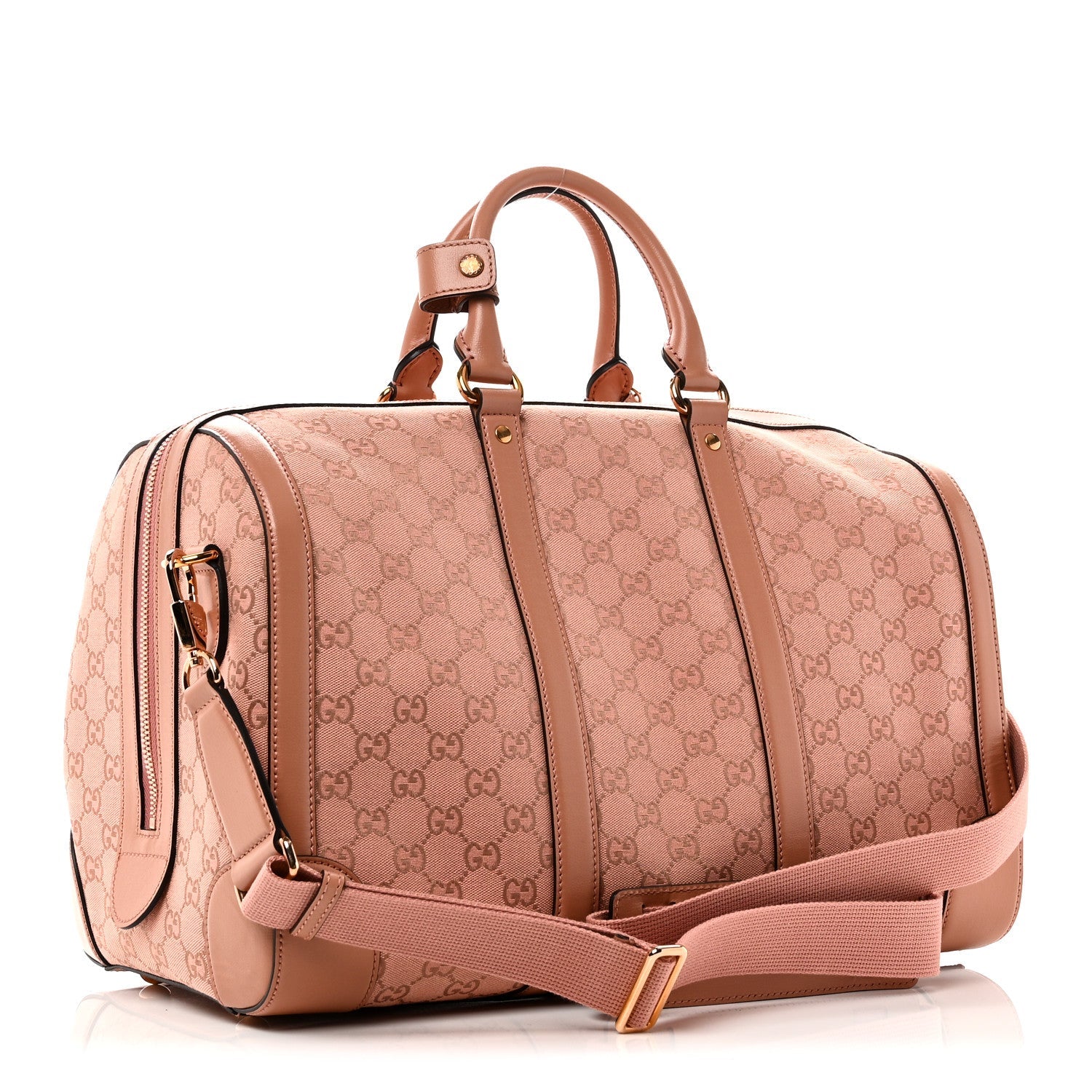 MONOGRAM AZALEA CALFSKIN SMALL RETRO INTERLOCKING G DUFFLE BAG CLOCHE ROSE PINK