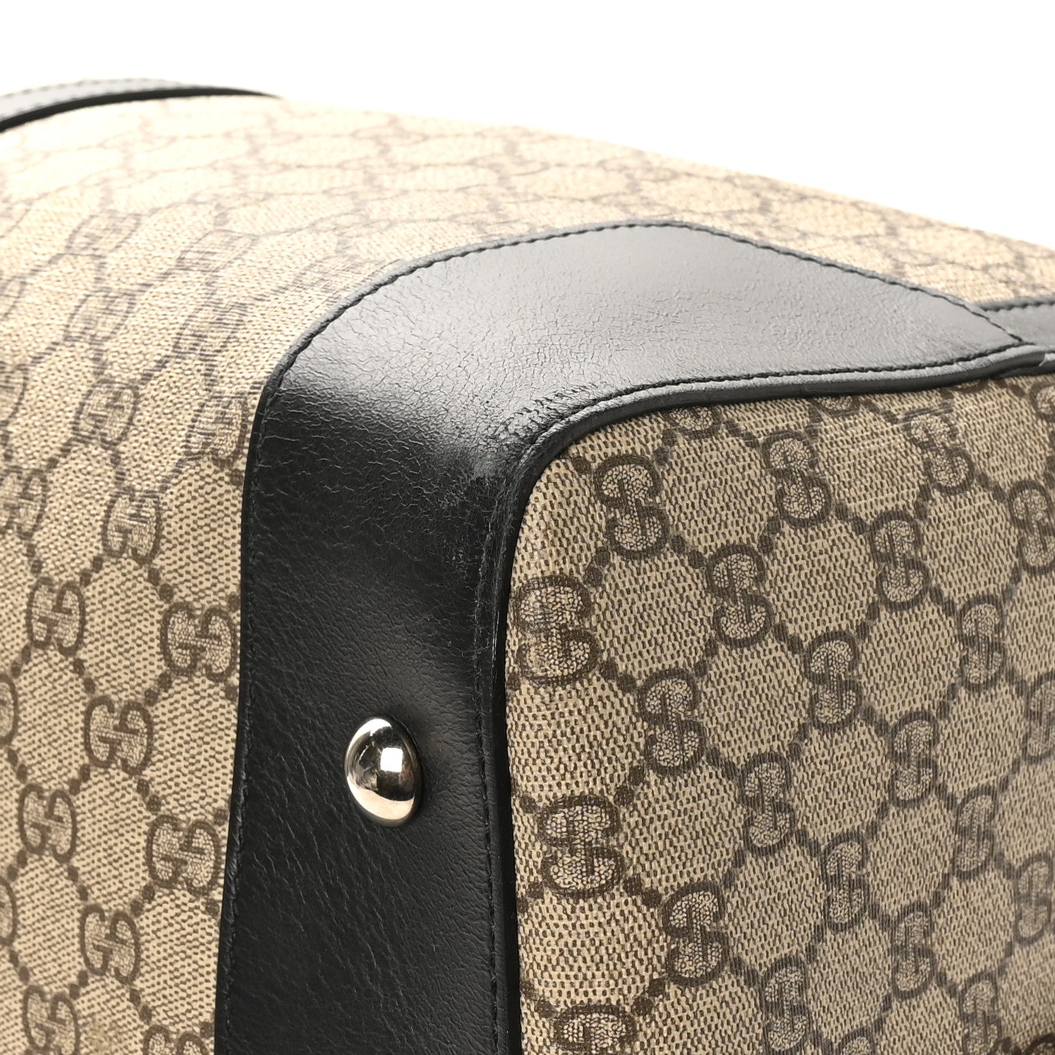 GG Supreme Monogram Selleria Calfskin Large Duffle Beige Ebony Black