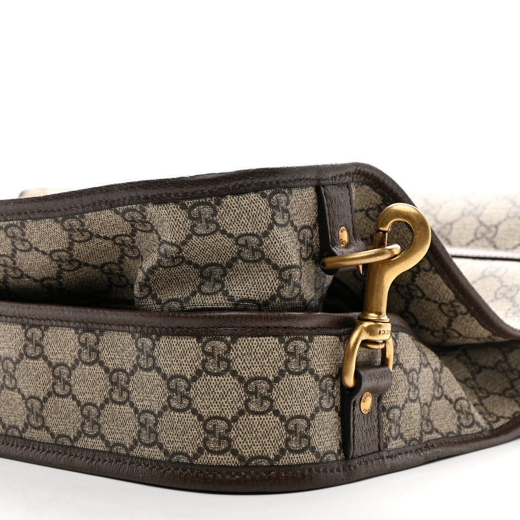 GG SUPREME MONOGRAM TEXTURED DOLLAR CALFSKIN WEB OPHIDIA SAVOY GARMENT BAG BEIGE EBONY NEW ACERO
