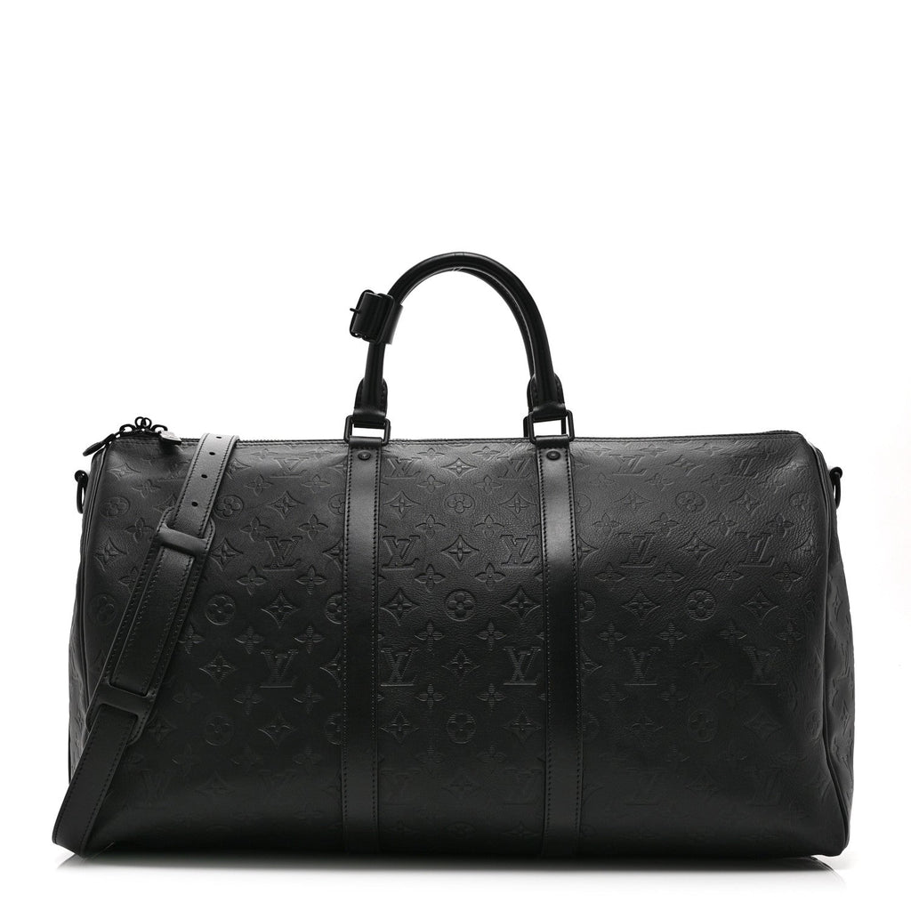 CALFSKIN SHADOW MONOGRAM KEEPALL BANDOULIERE 50 BLACK