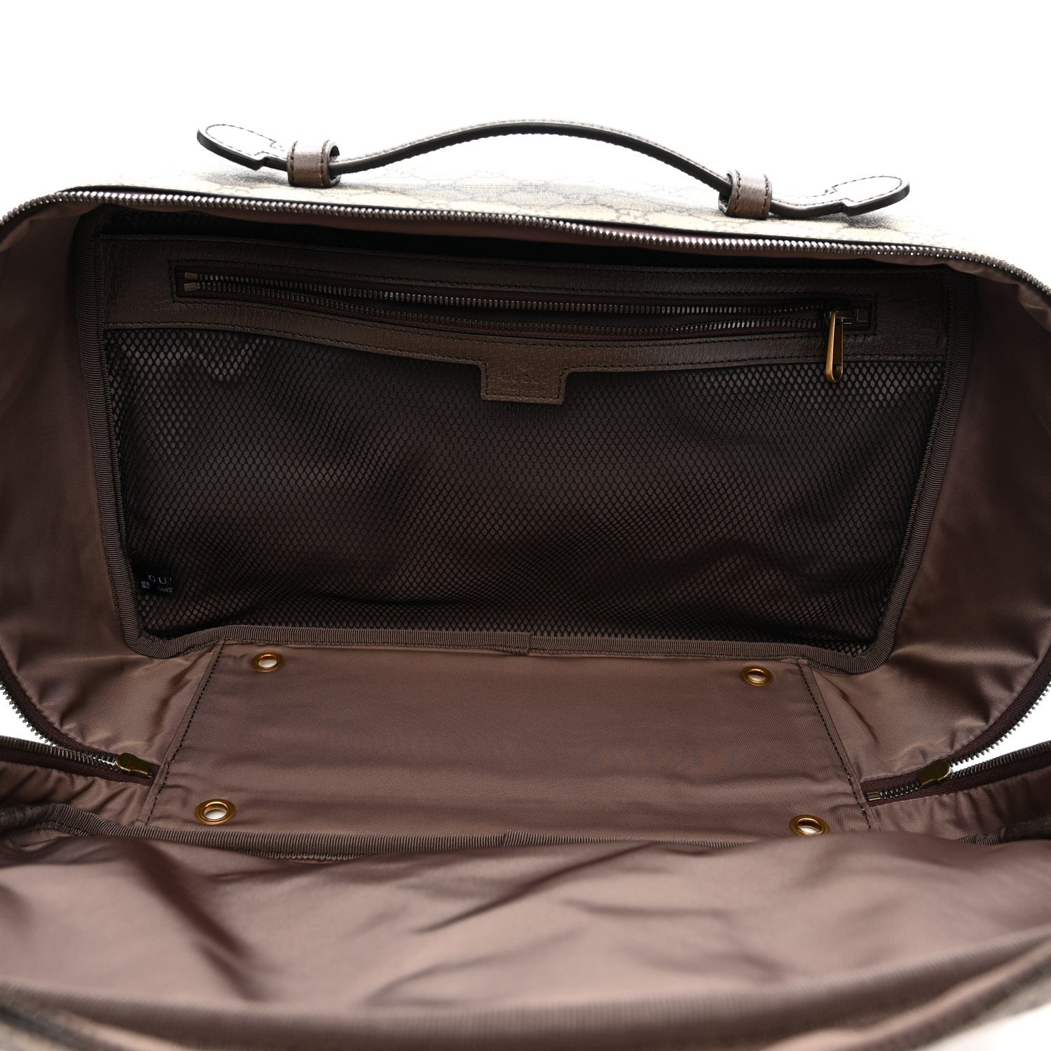 GG SUPREME MONOGRAM TEXTURED DOLLAR CALFSKIN WEB SAVOY SHOE CASE BAG BEIGE EBONY NEW ACERO