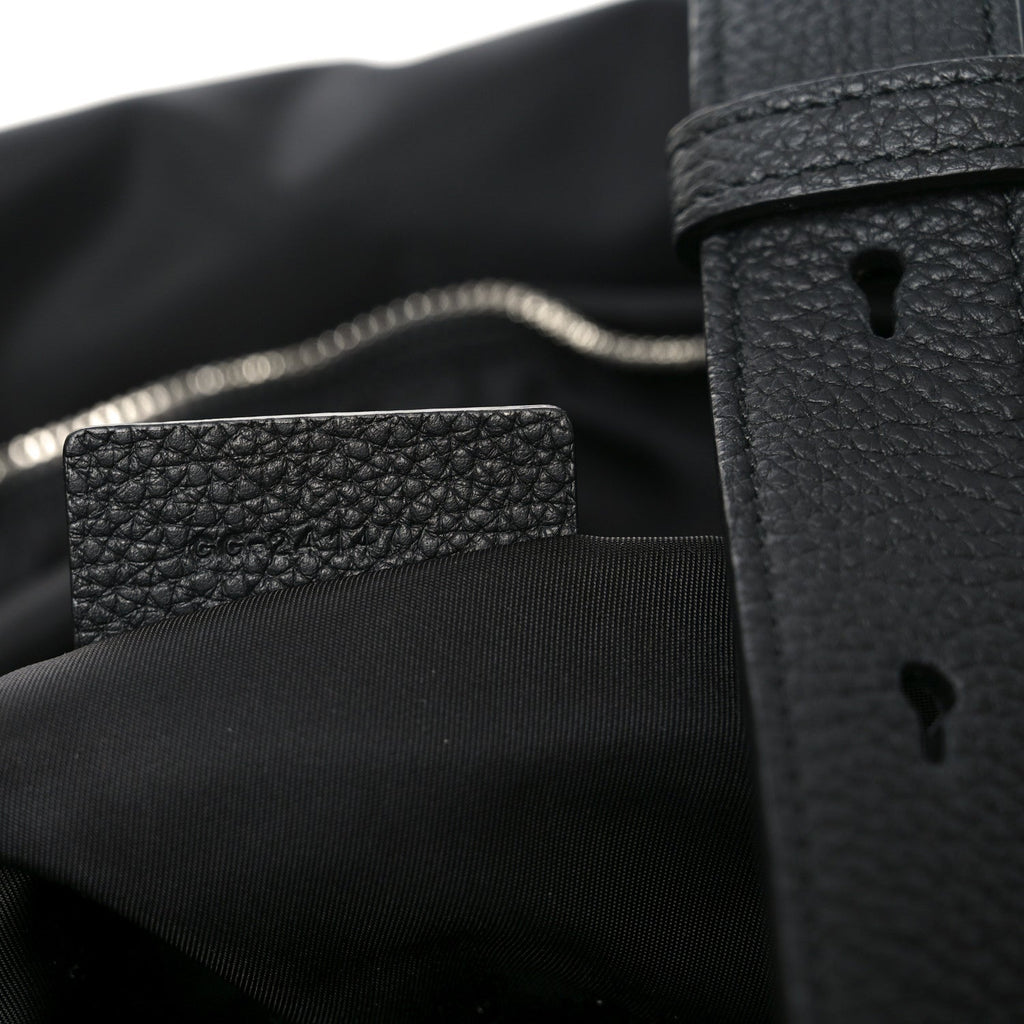 Nylon Calfskin Cut Out Duffle Bag Black