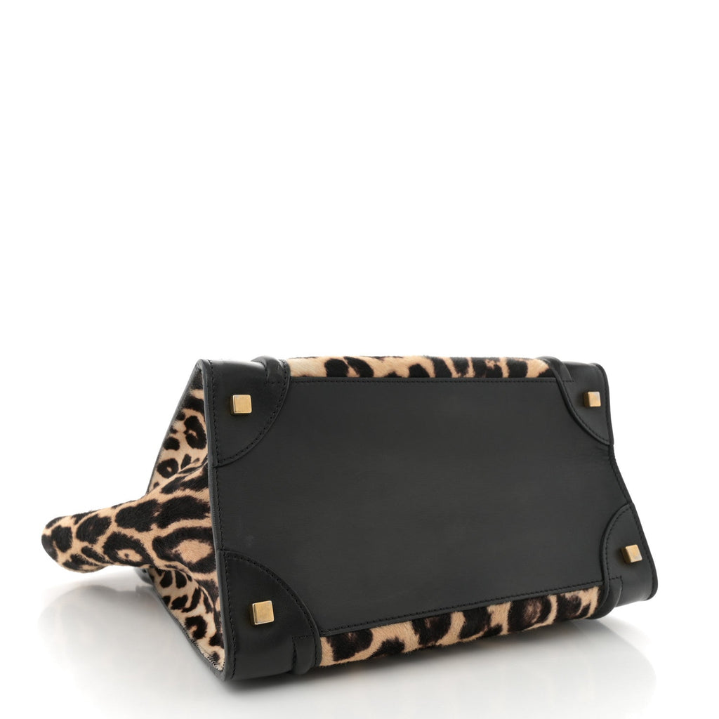LEOPARD PONY HAIR MINI LUGGAGE BLACK