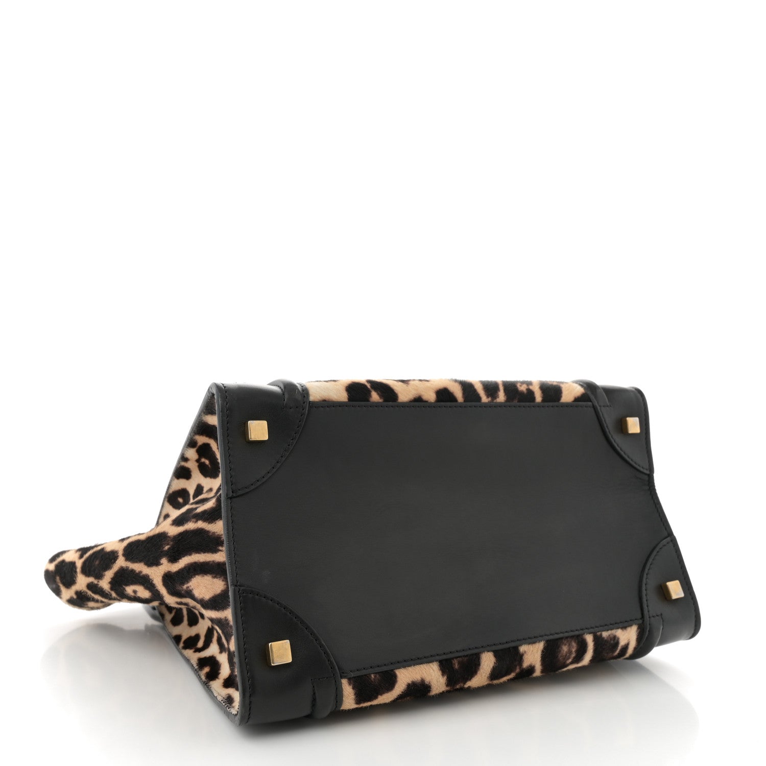 LEOPARD PONY HAIR MINI LUGGAGE BLACK