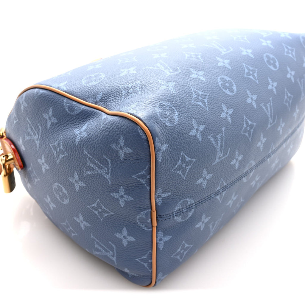 CALFSKIN MONOGRAM SPEEDY P9 BANDOULIERE 30 SILK BLUE