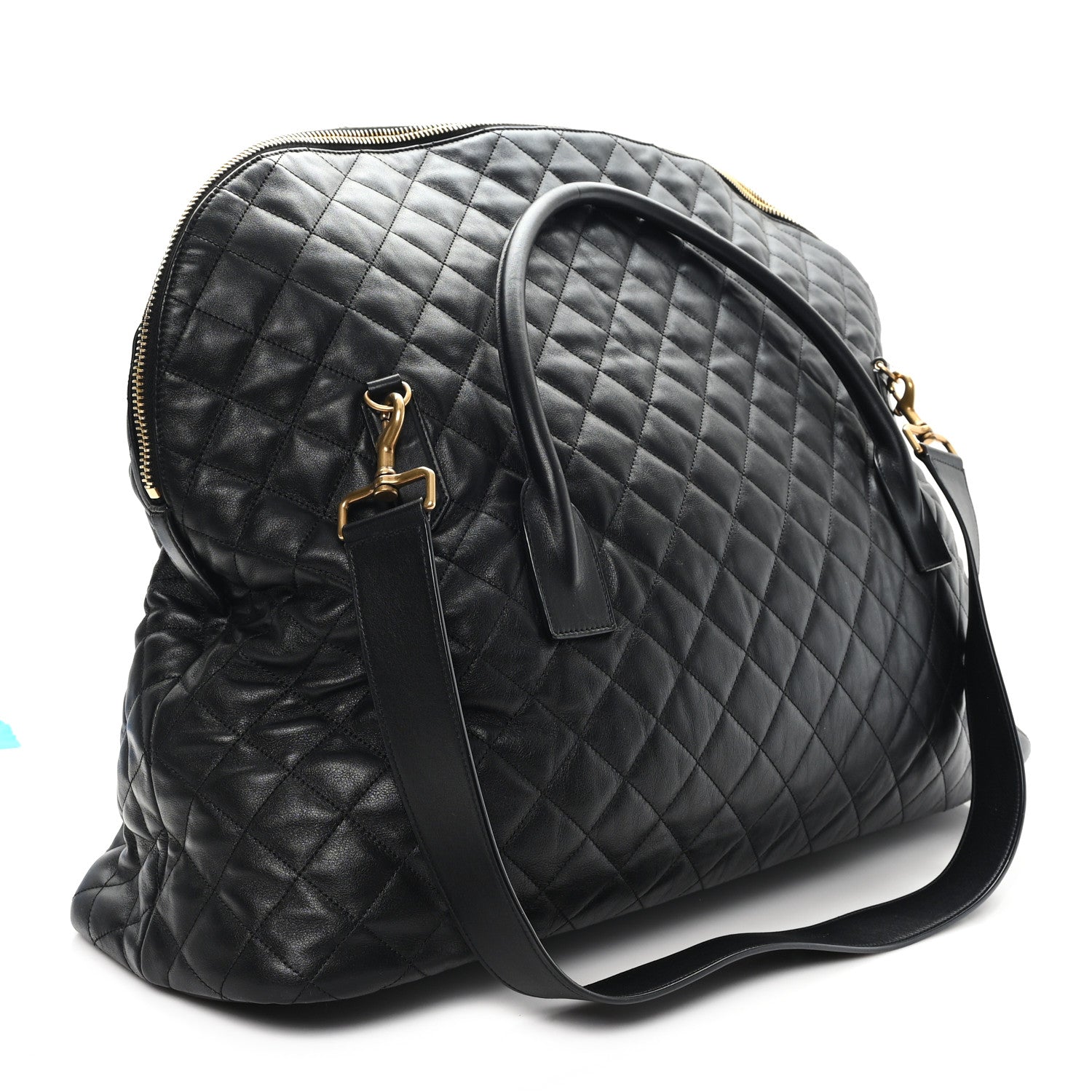 Calfskin Quilted ES Giant Travel Bag Black