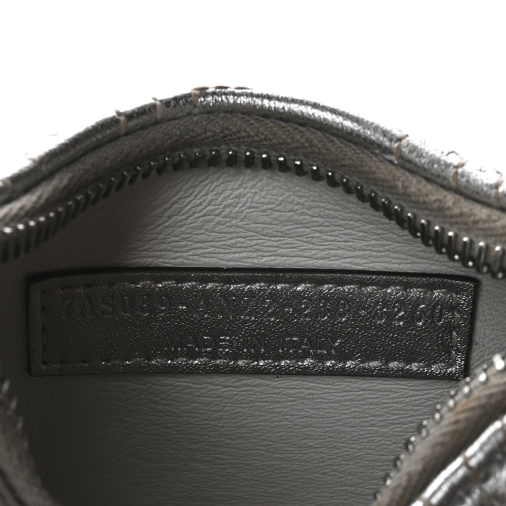 X MARC JACOBS LAMINATED CRAQUELE LAMBSKIN NANO FENDIGRAPHY HOBO CHARM ARGENTO