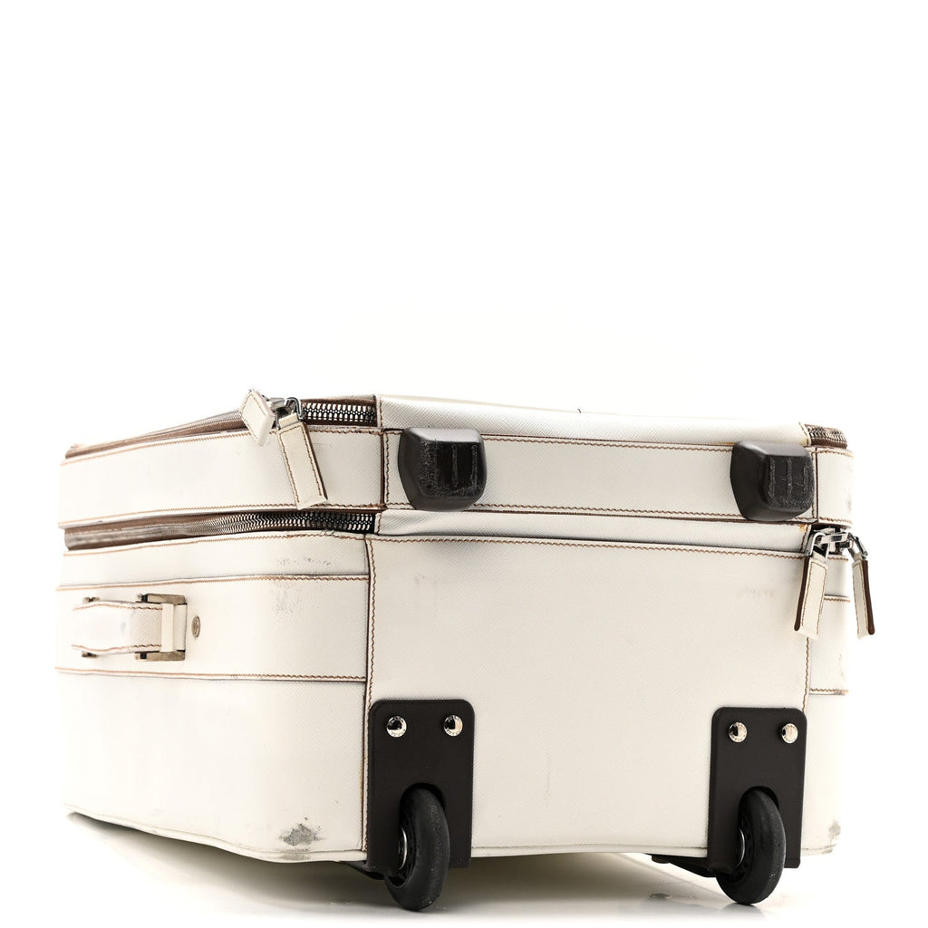 Saffiano Travel Trolley Luggage White