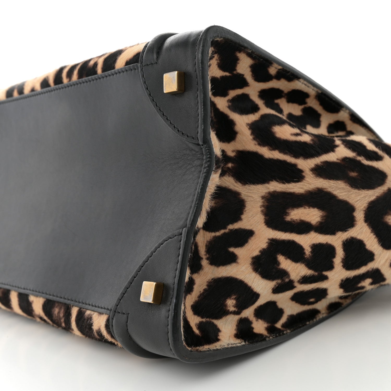 LEOPARD PONY HAIR MINI LUGGAGE BLACK