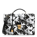 Triomphe Canvas Calfskin Cartable Small Briefcase Black