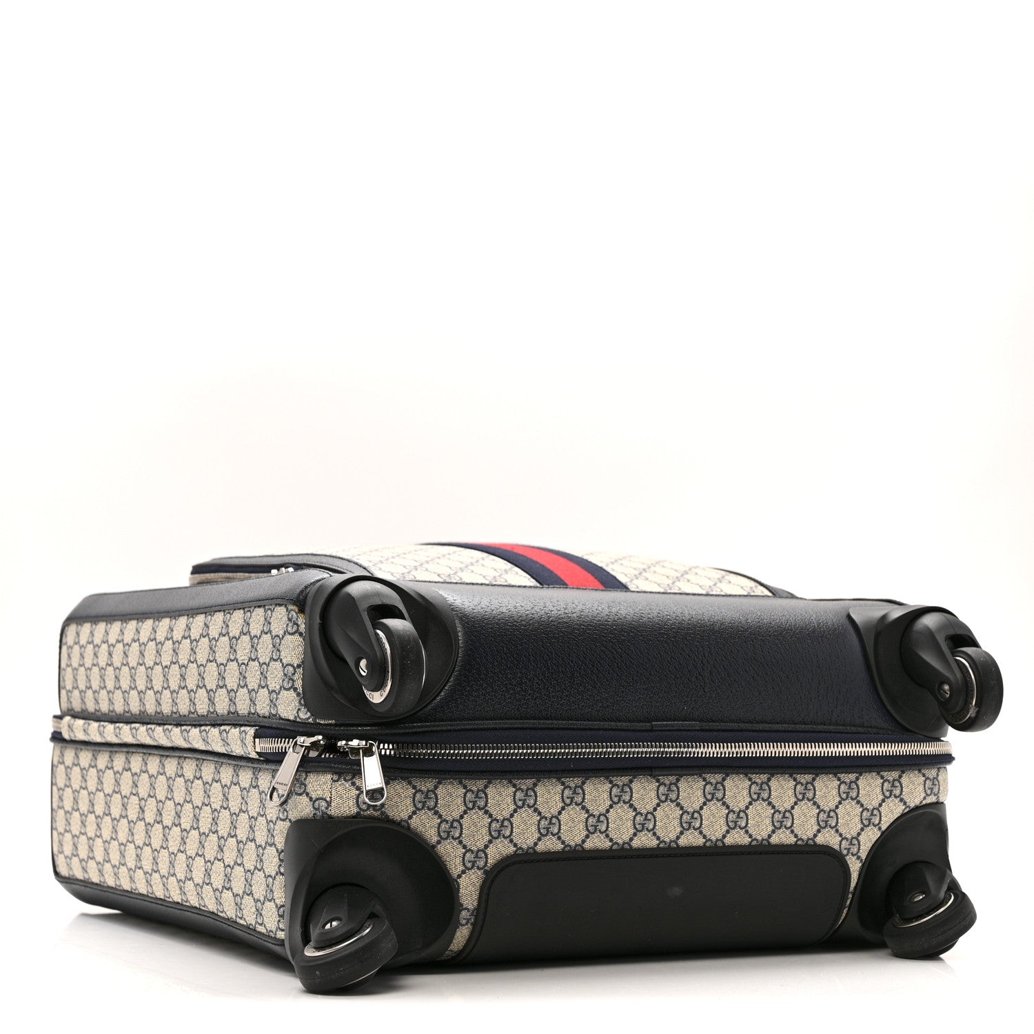 GG Supreme Monogram Textured Dollar Calfskin Web Savoy Cabin Plus Trolley Beige Blue