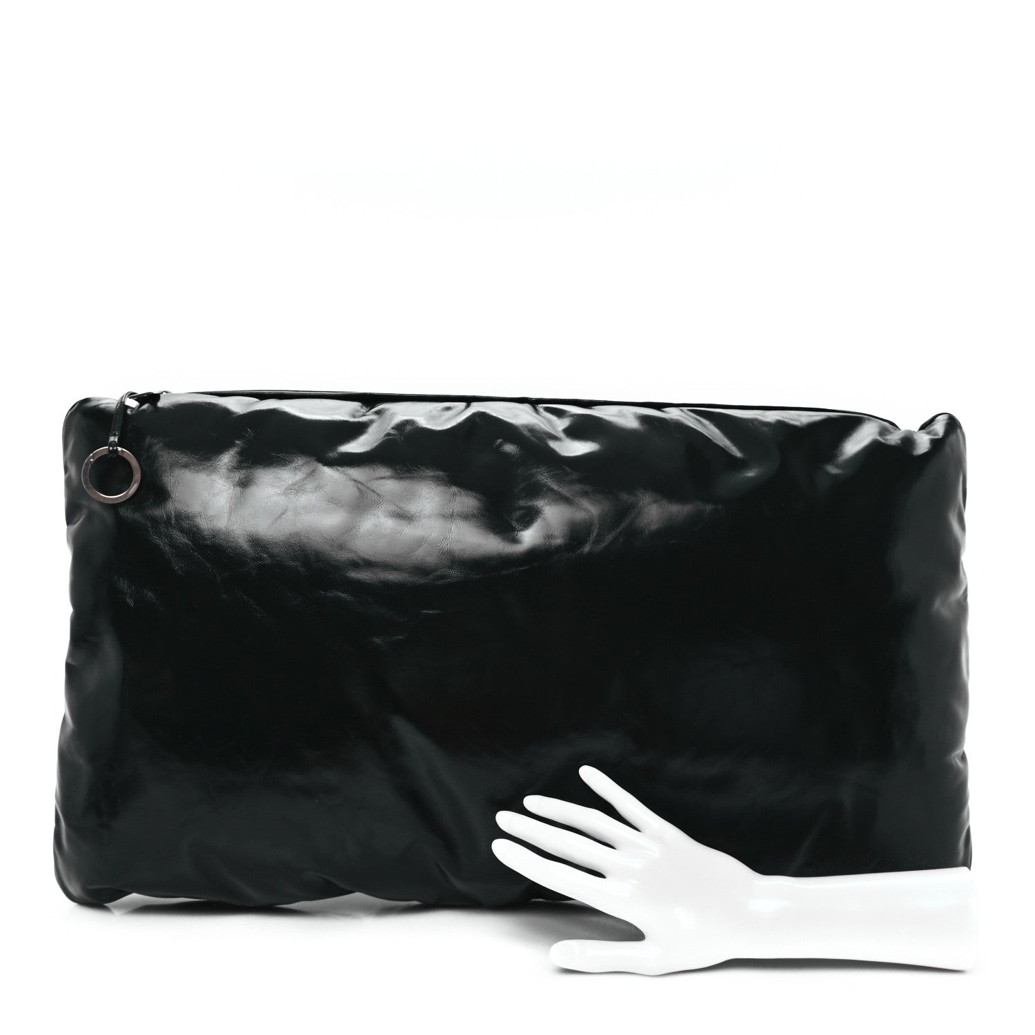 Patent Large Pillow Pouch Emerald Green