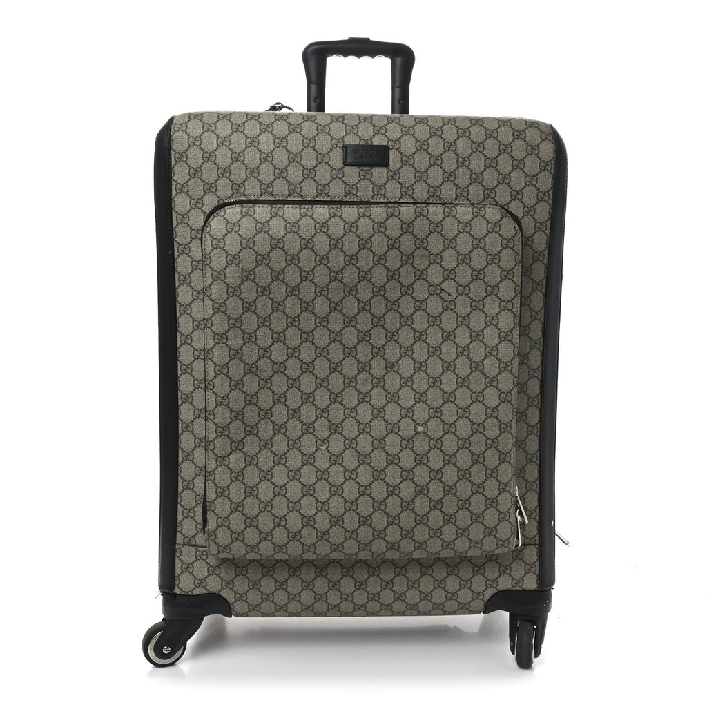GG SUPREME MONOGRAM FOUR WHEEL SUITCASE BLACK