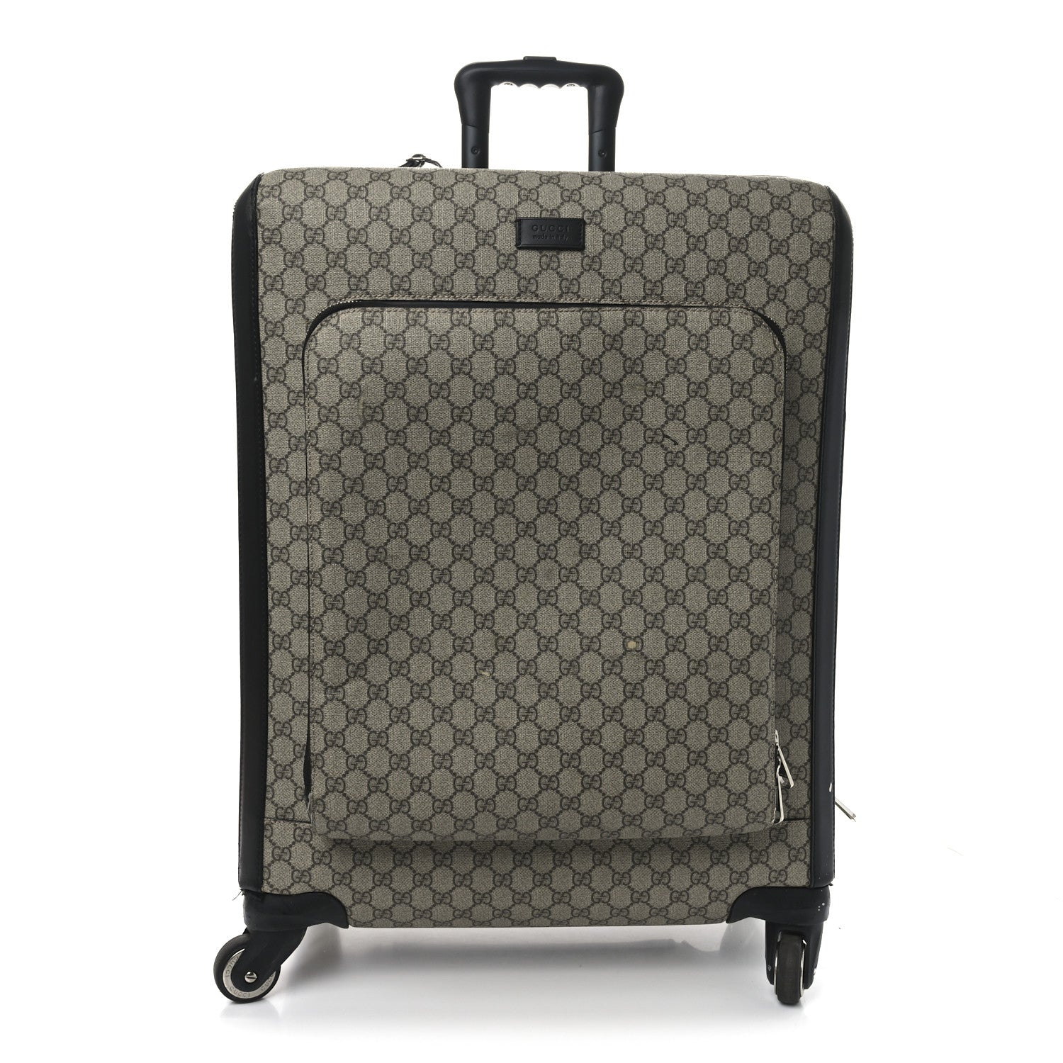 GG SUPREME MONOGRAM FOUR WHEEL SUITCASE BLACK