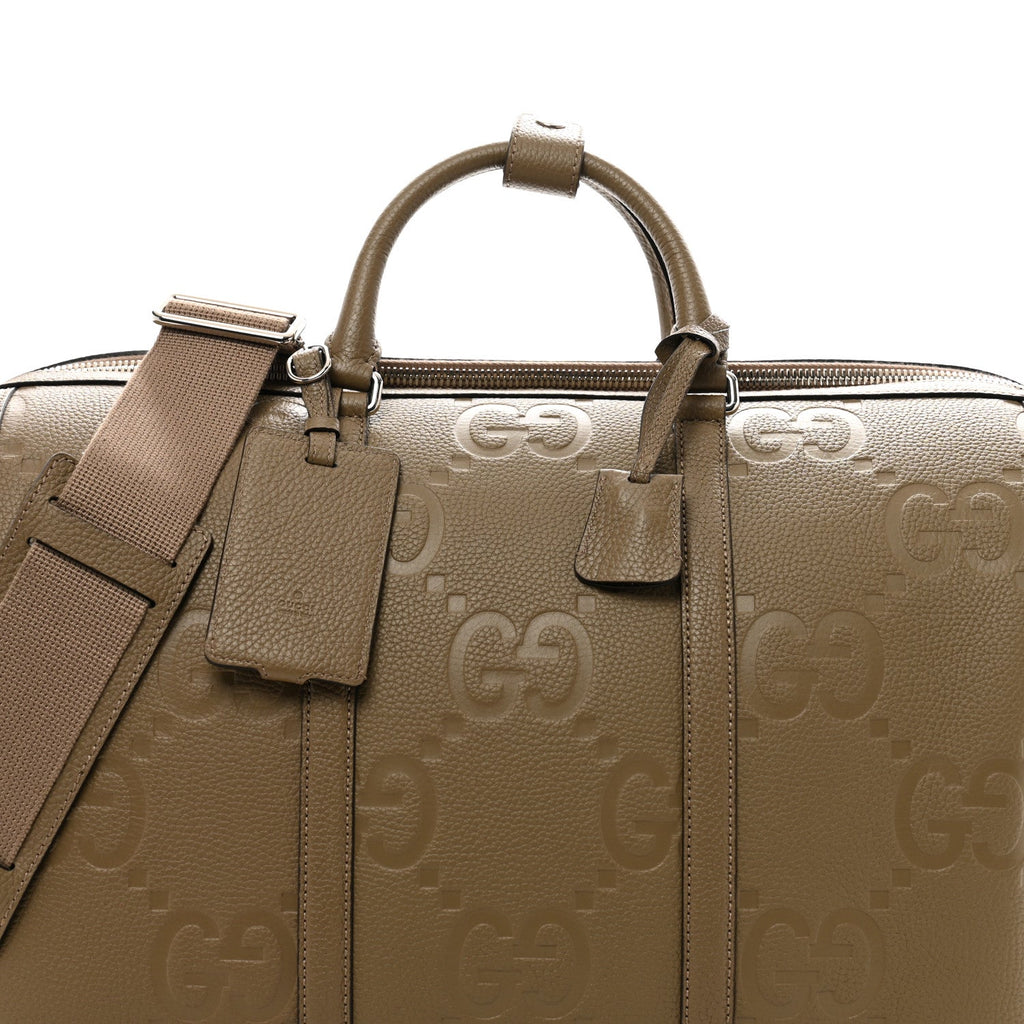 Piuma Calfskin Jumbo GG Embossed Large Duffle Bag Good Taupe