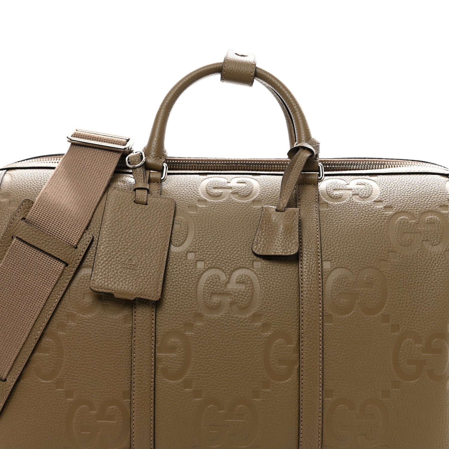 Piuma Calfskin Jumbo GG Embossed Large Duffle Bag Good Taupe