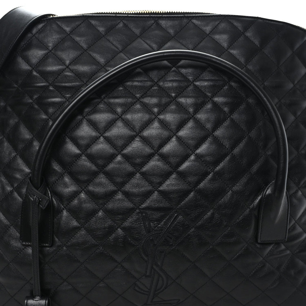 Calfskin Quilted ES Giant Travel Bag Black