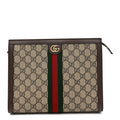 GG SUPREME MONOGRAM WEB OPHIDIA POUCH BROWN