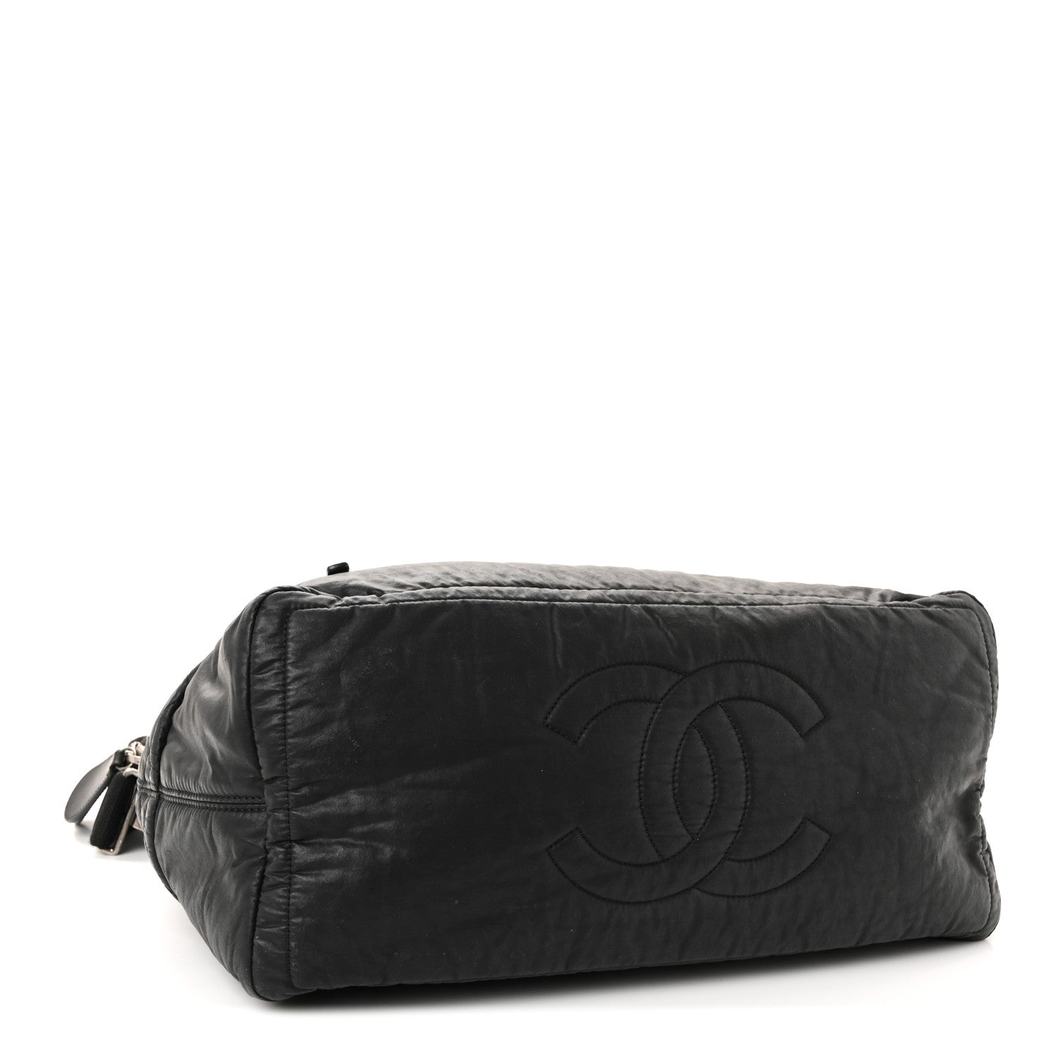Coated Canvas Quilted Large Garment Travel Bag Black
