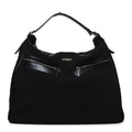 CALFSKIN CANVAS DOUBLE ZIP LARGE TRAVEL BAG BLACK