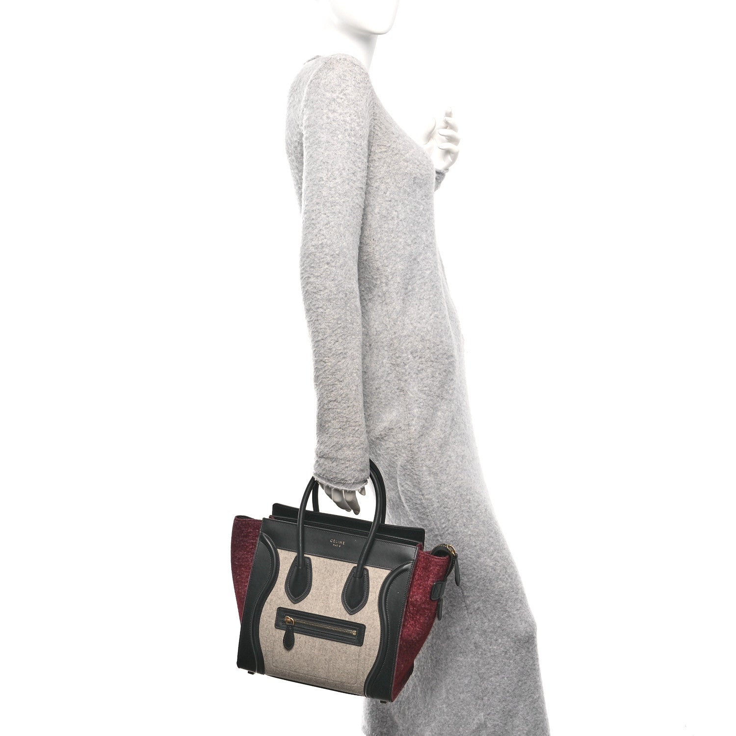 Felt Smooth Calfskin Micro Tri-Color Luggage Brown Black