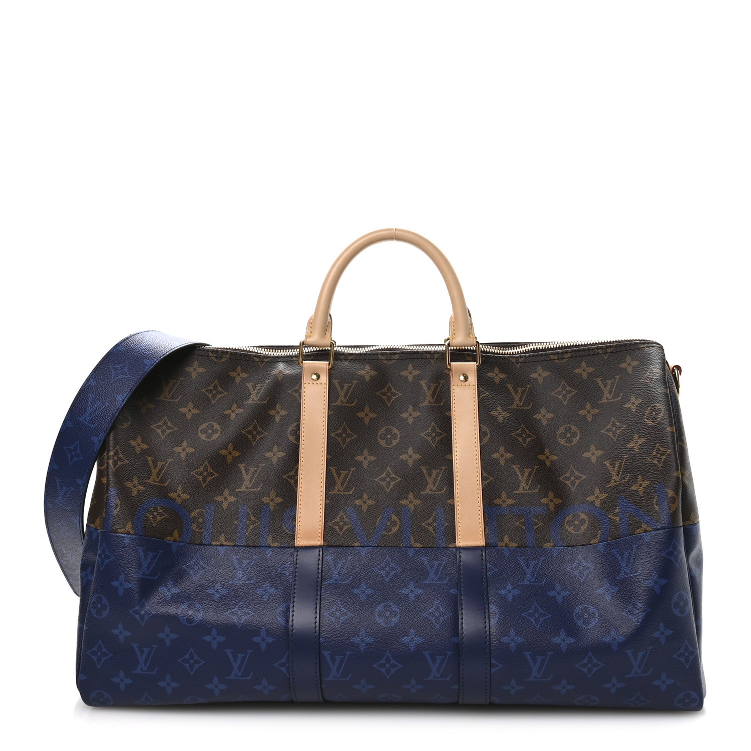 MONOGRAM SPLIT KEEPALL BANDOULIERE 50 PACIFIC BLUE