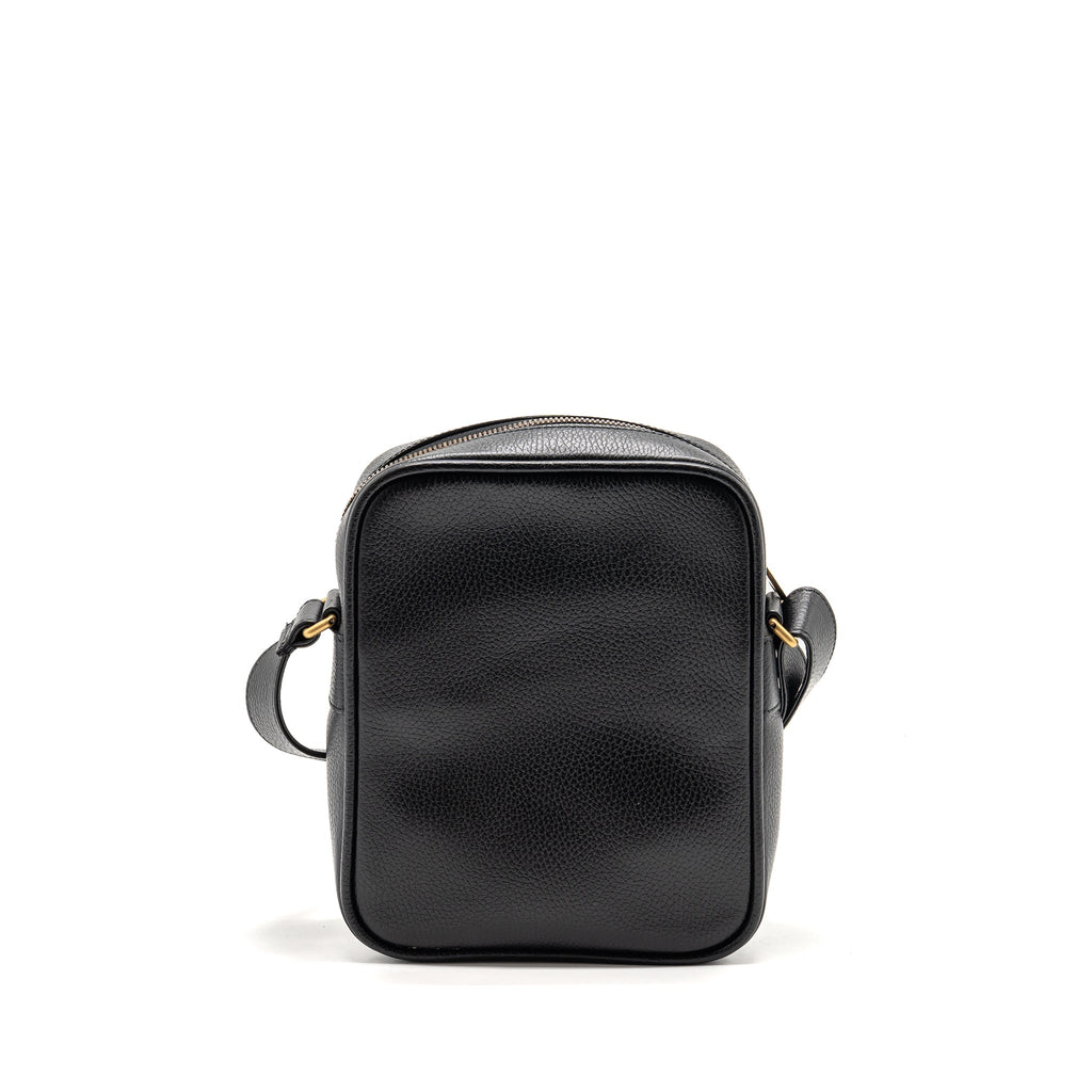 GUCCI LOGO PRINTED MESSENGER CROSSBODY BAG CALFSKIN BLACK/MULTICOLOUR GHW
