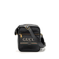 GUCCI LOGO PRINTED MESSENGER CROSSBODY BAG CALFSKIN BLACK/MULTICOLOUR GHW