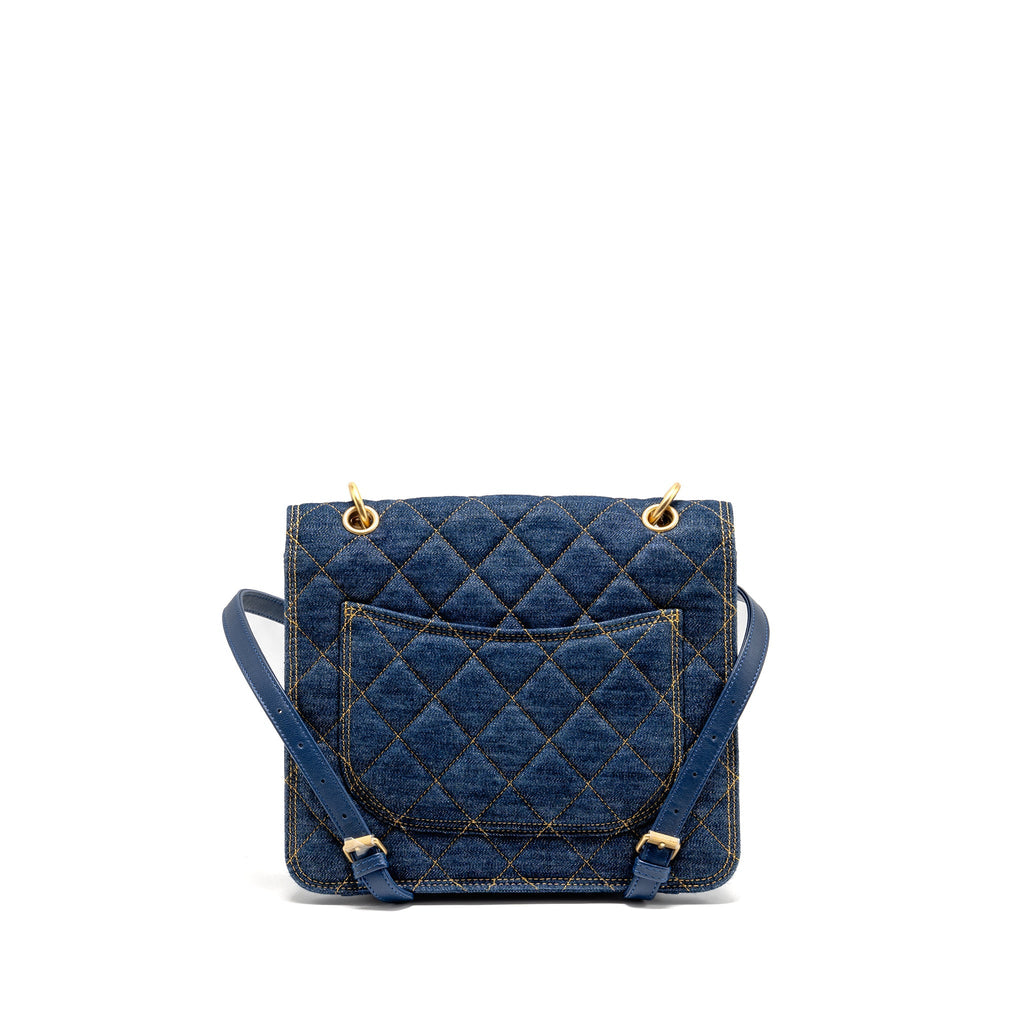 CHANEL 23S FLAP BACKPACK DENIM BLUE GHW (MICROCHIP)