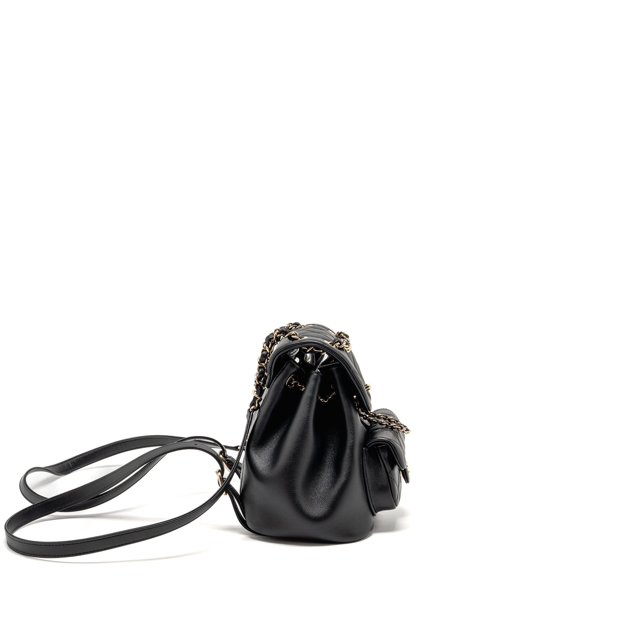 CHANEL MINI DUMA BACKPACK CALFSKIN BLACK LGHW (MICROCHIP)