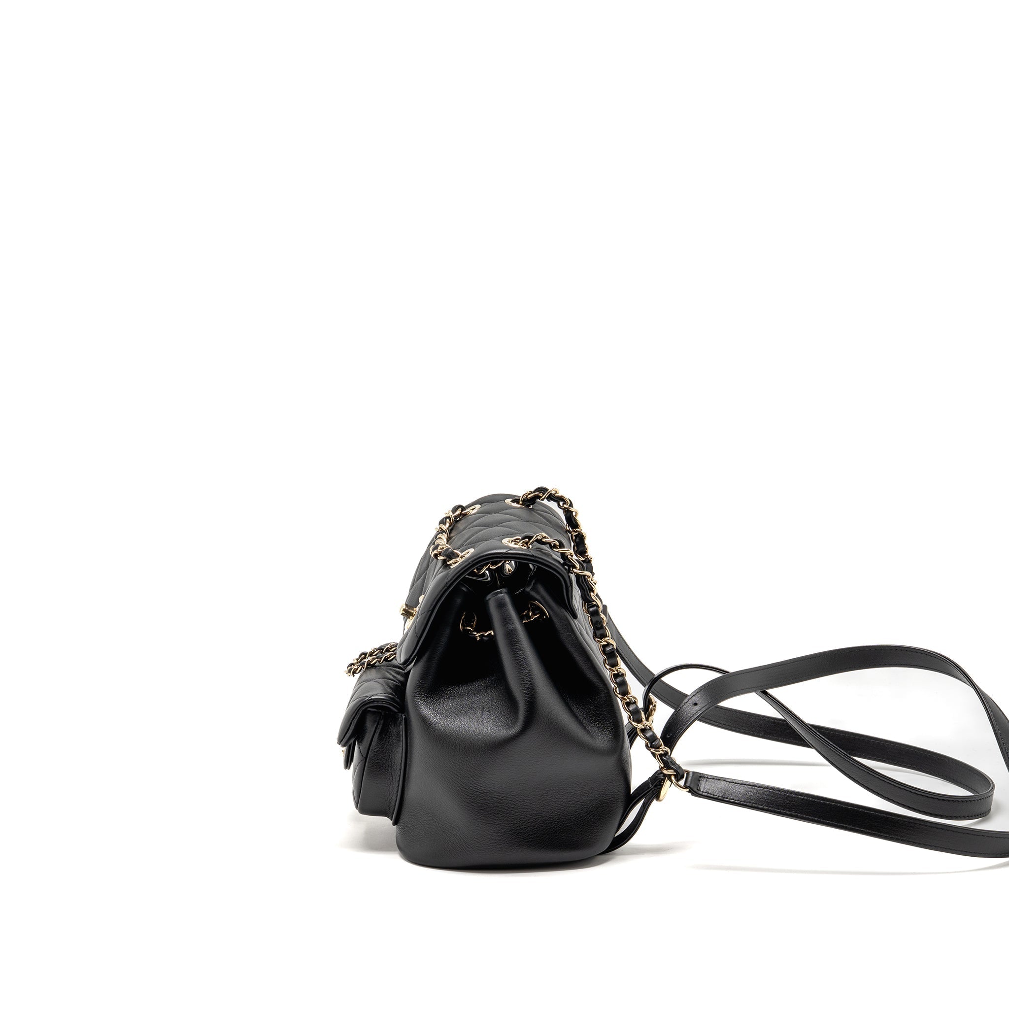 CHANEL MINI DUMA BACKPACK CALFSKIN BLACK LGHW (MICROCHIP)