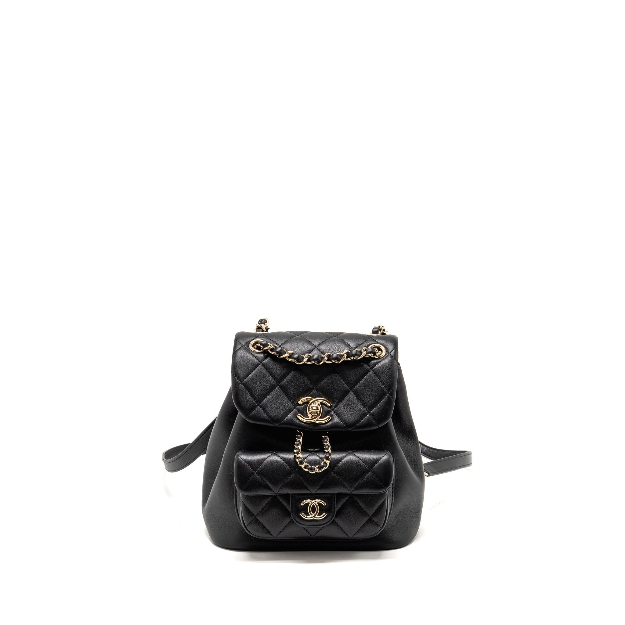 CHANEL MINI DUMA BACKPACK CALFSKIN BLACK LGHW (MICROCHIP)
