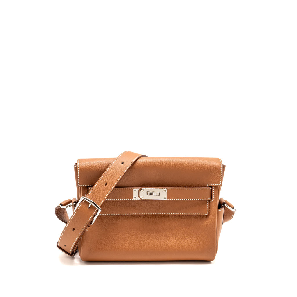 HERMES KELLY MESSENGER PM BAG EVERCOLOR GOLD SHW