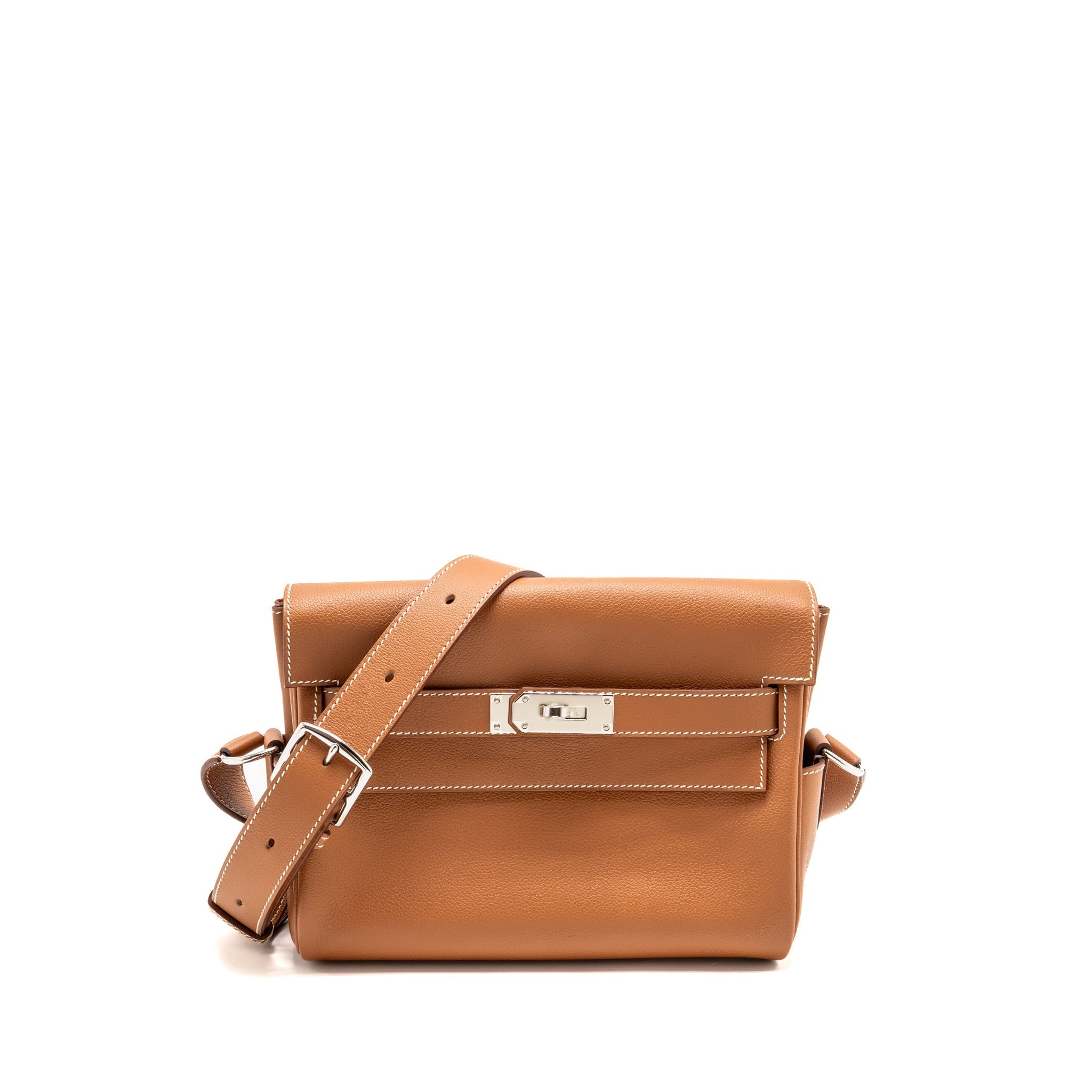 HERMES KELLY MESSENGER PM BAG EVERCOLOR GOLD SHW