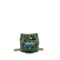 CHANEL BUCKET BACKPACK WITH CASE TWEED/LAMBSKIN DARK GREEN/MULTICOLOUR GHW (MICROCHIP)